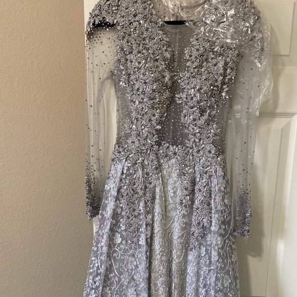 Silver Mac Duggal Evening Gown - Picture 5 of 12